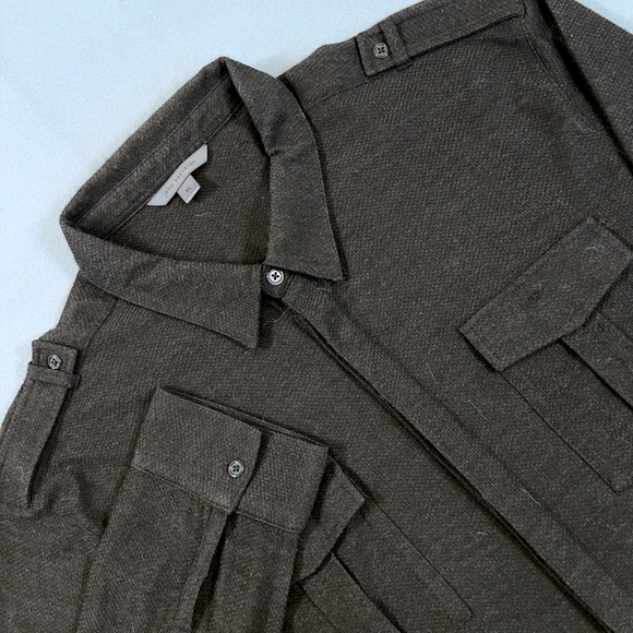 John Varvatos Mens Merino Wool Button Up Long Sleeve Shirt Pockets Size XL - Picture 1 of 7